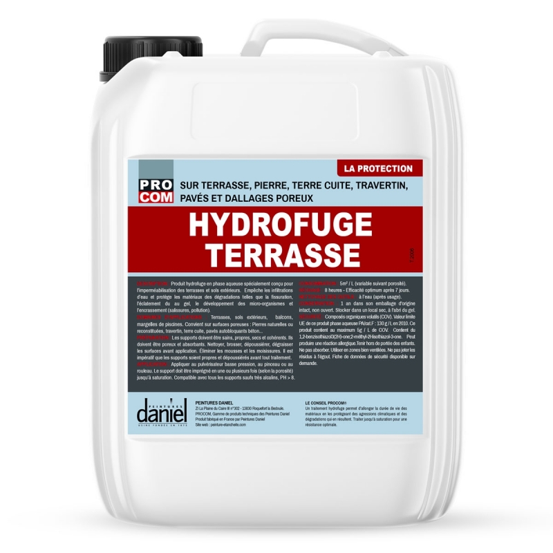 Hydrofuge terrasse, imperméabilisant sol extérieur procom